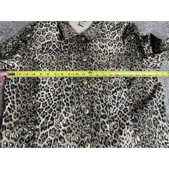 Midnight Velvet Embellished Rhinestone Leopard Metallic Button Jacket Size XL - Picture 6 of 6